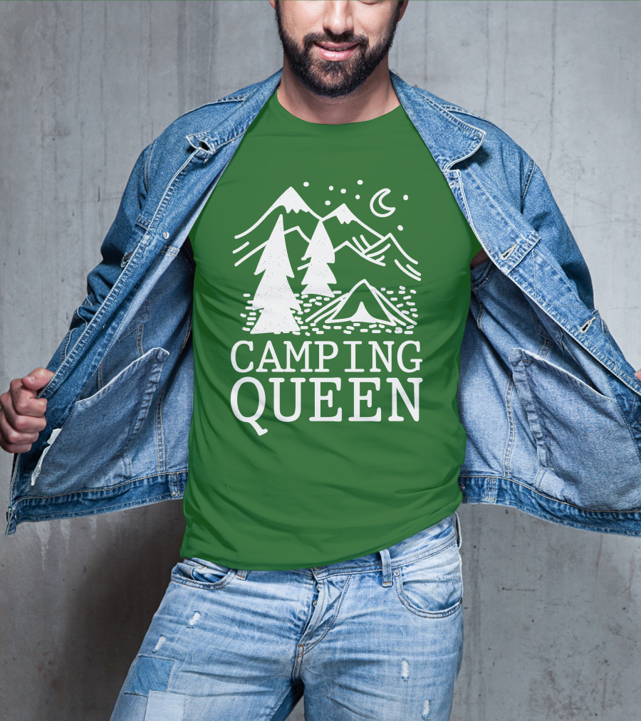 Camping Queen Mountain Tent Moon Forest Adventure T-Shirt