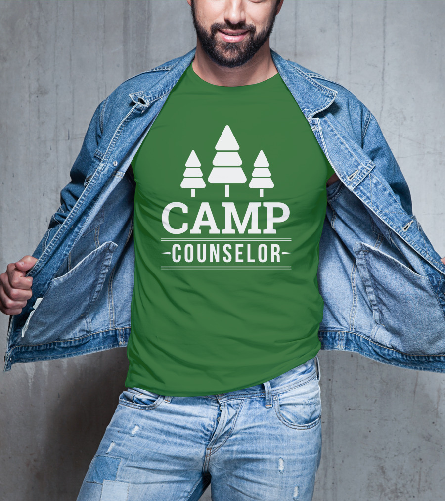 CAMP COUNSELOR Tree Icon Green Background T-Shirt