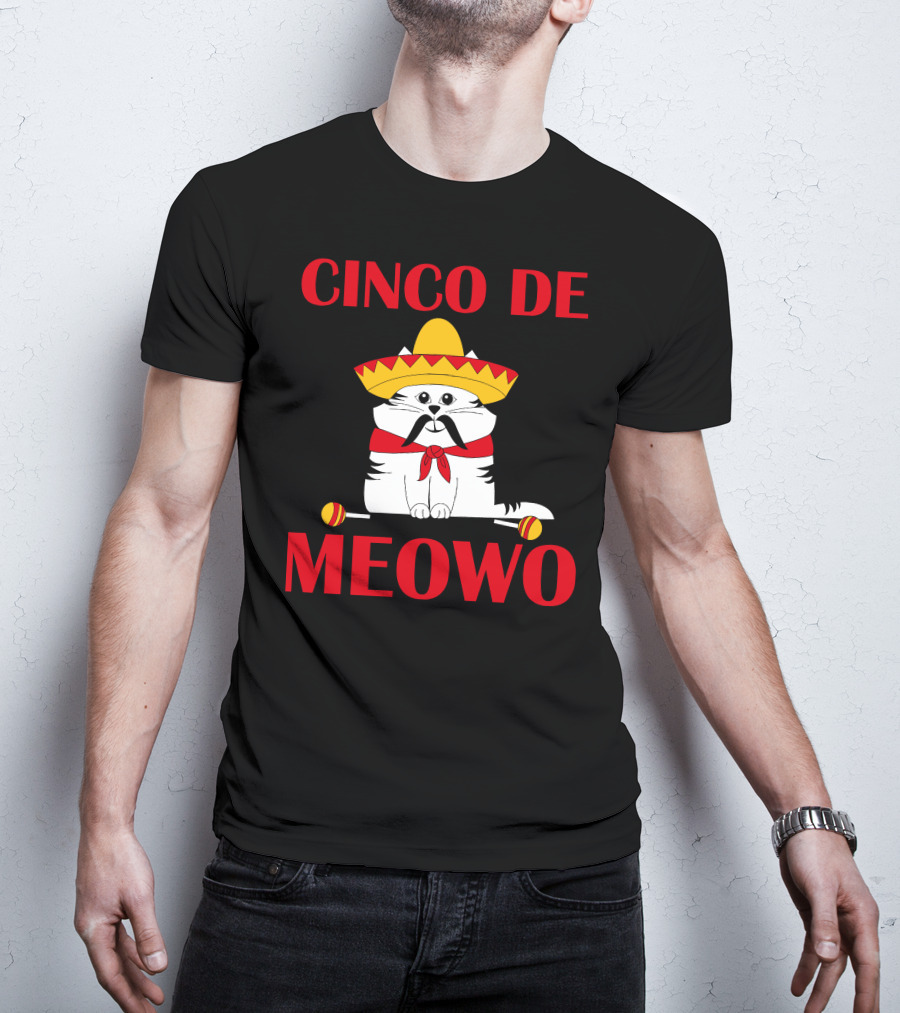 Cinco De Meowo Cat Sombrero And Maracas Cinco De Mayo T-Shirt