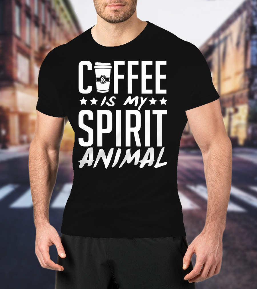Coffee Is My Spirit Animal Coffee Cup Stars T-Shirt