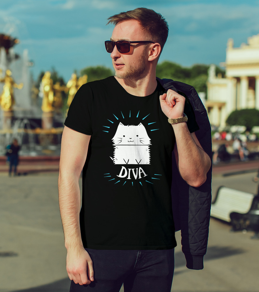 Cat Diva Cute Whiskered Feline T-Shirt