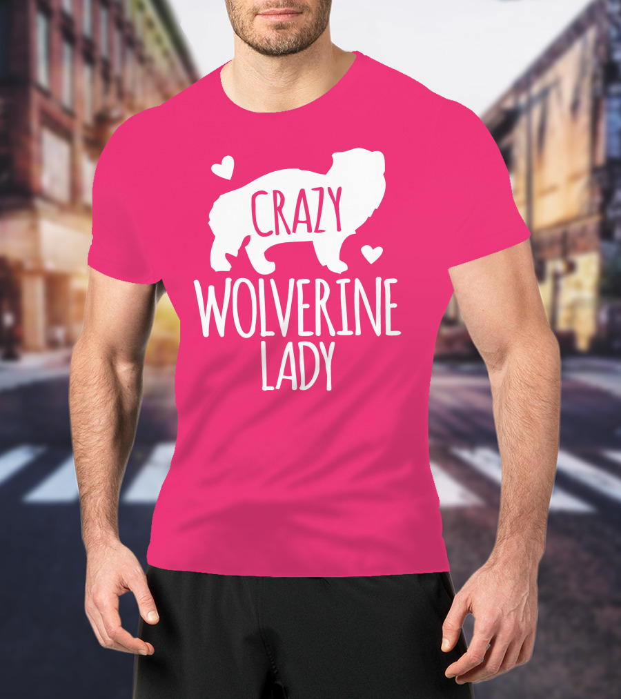 Crazy Wolverine Lady Silhouette With Hearts T-Shirt