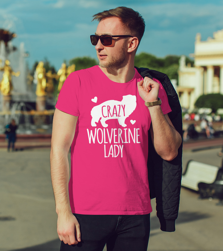 Crazy Wolverine Lady Silhouette With Hearts T-Shirt