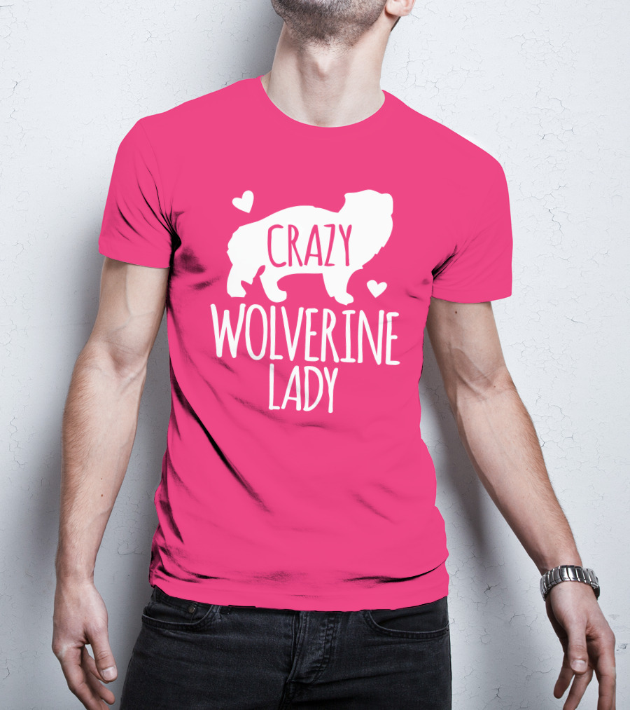 Crazy Wolverine Lady Silhouette With Hearts T-Shirt
