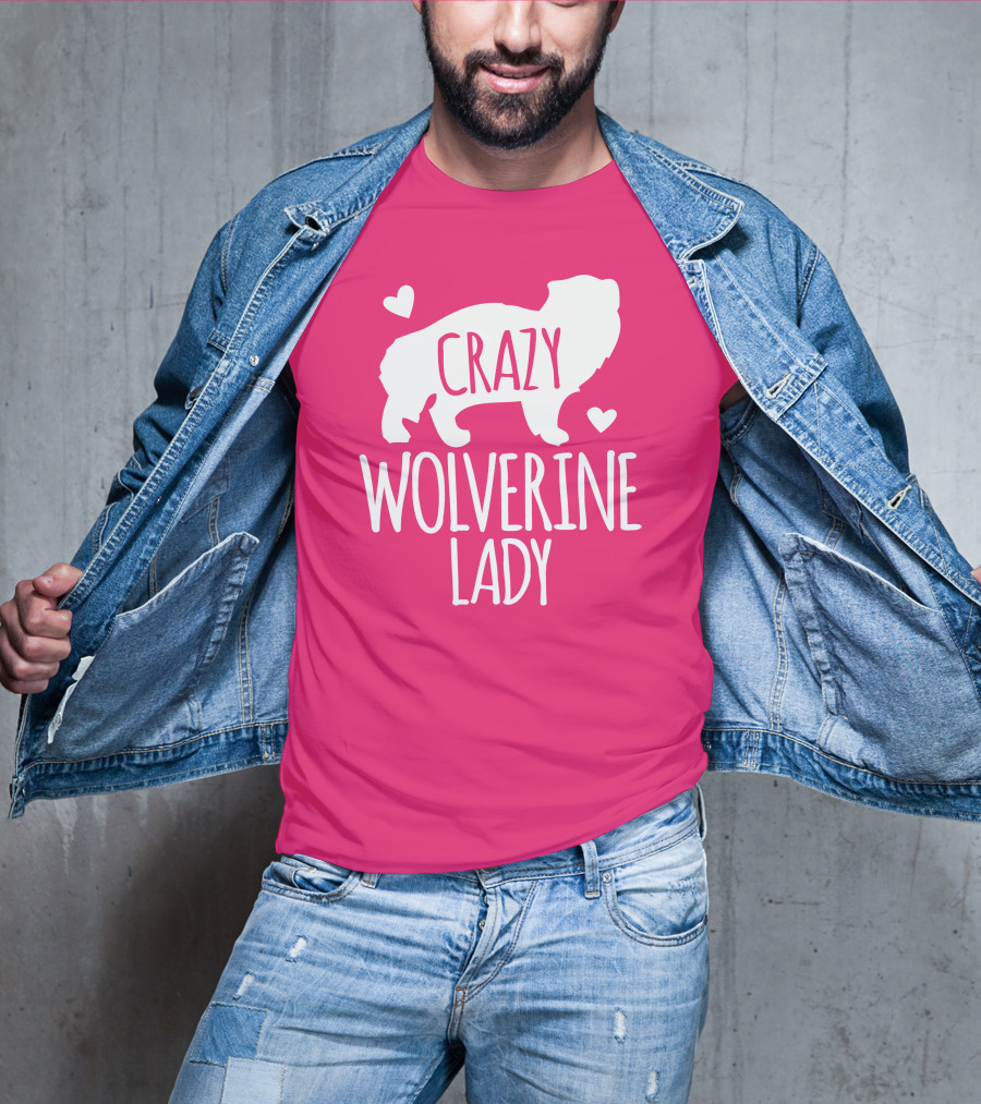 Crazy Wolverine Lady Silhouette With Hearts T-Shirt