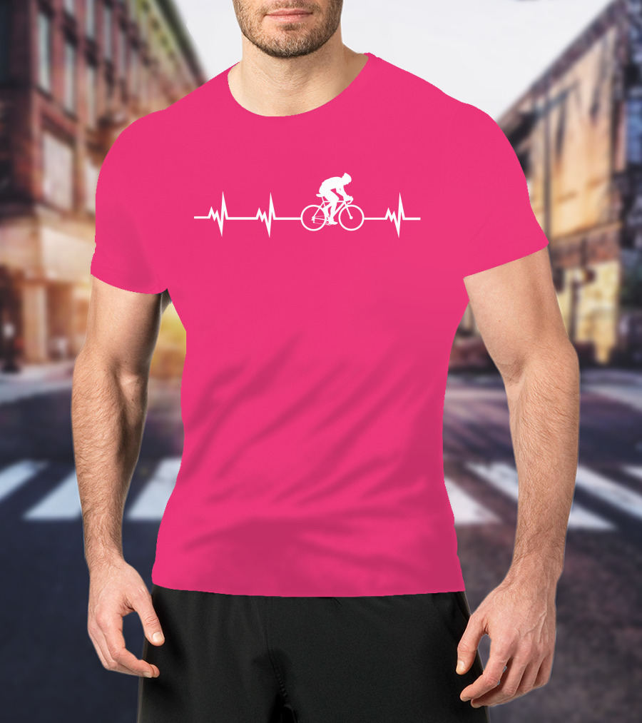 Cycling Heartbeat Bicycle Rider Pulse Line T-Shirt