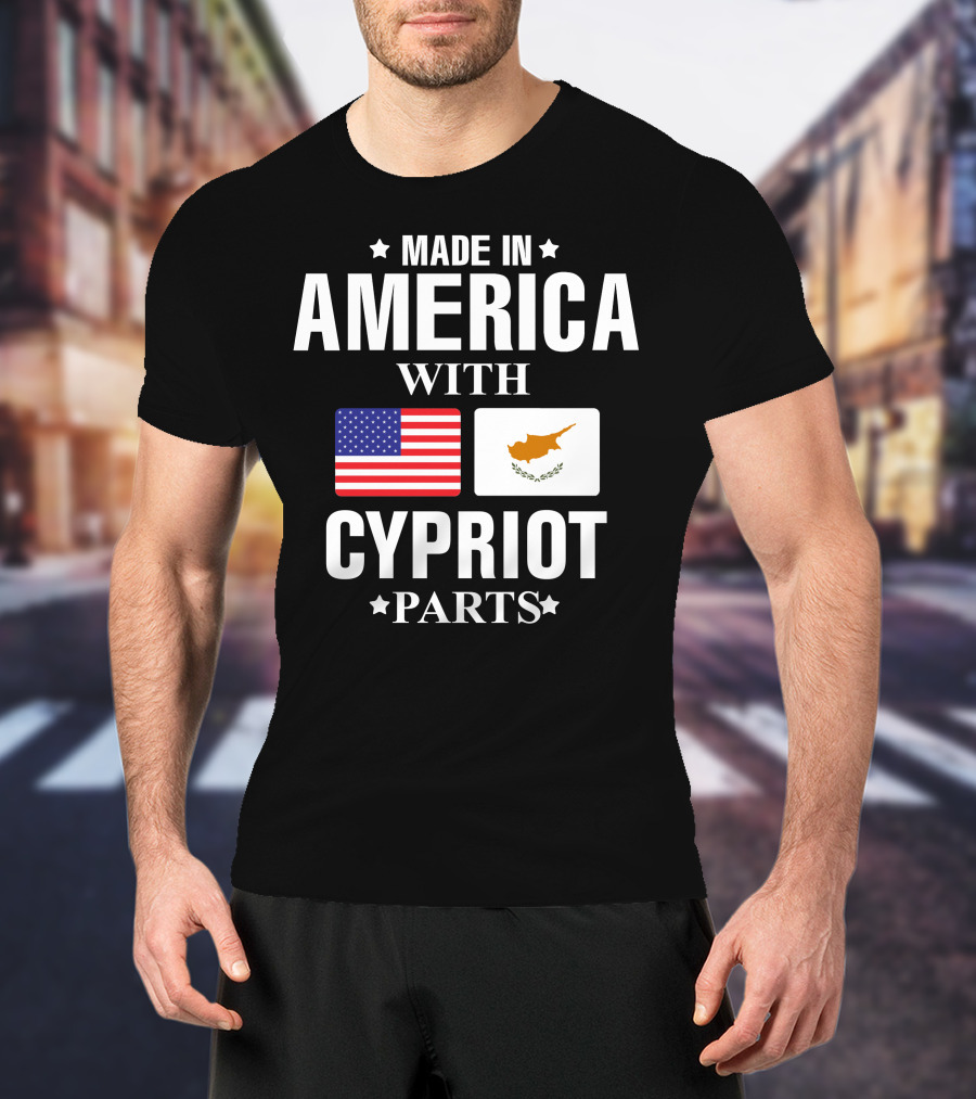 Made In America With Cypriot Parts USA Cyprus Flags T-Shirt