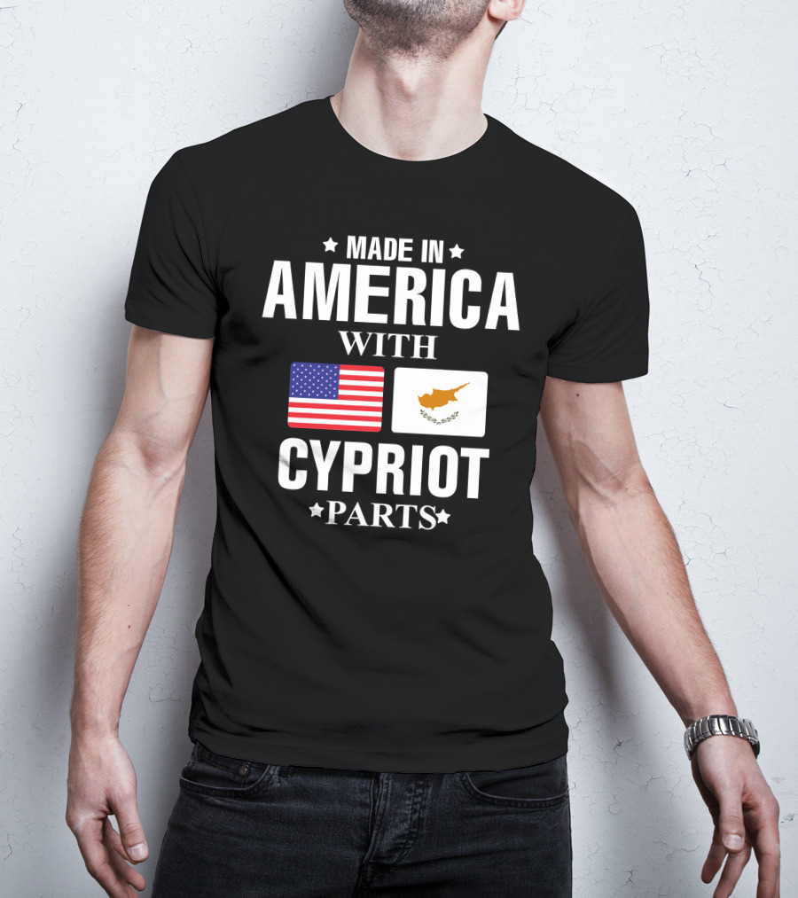 Made In America With Cypriot Parts USA Cyprus Flags T-Shirt