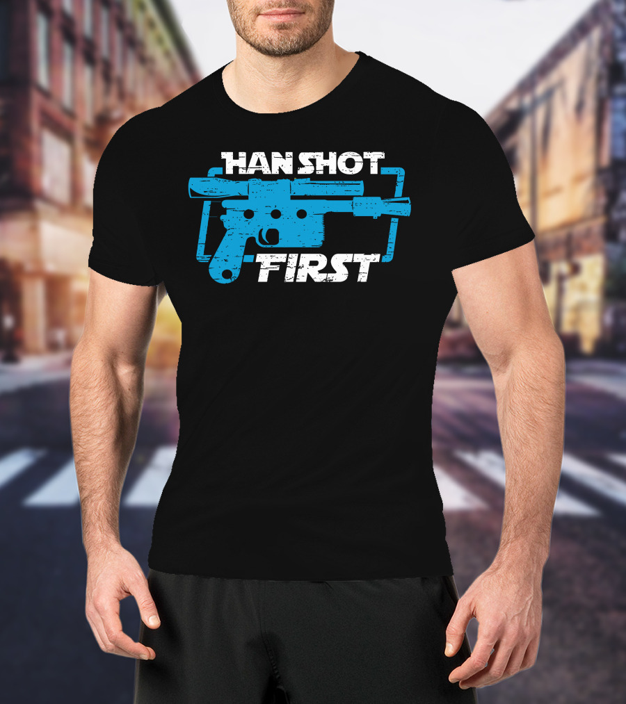 Han Shot First Blue Blaster T-Shirt