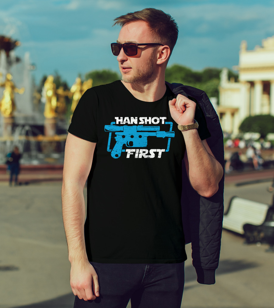 Han Shot First Blue Blaster T-Shirt