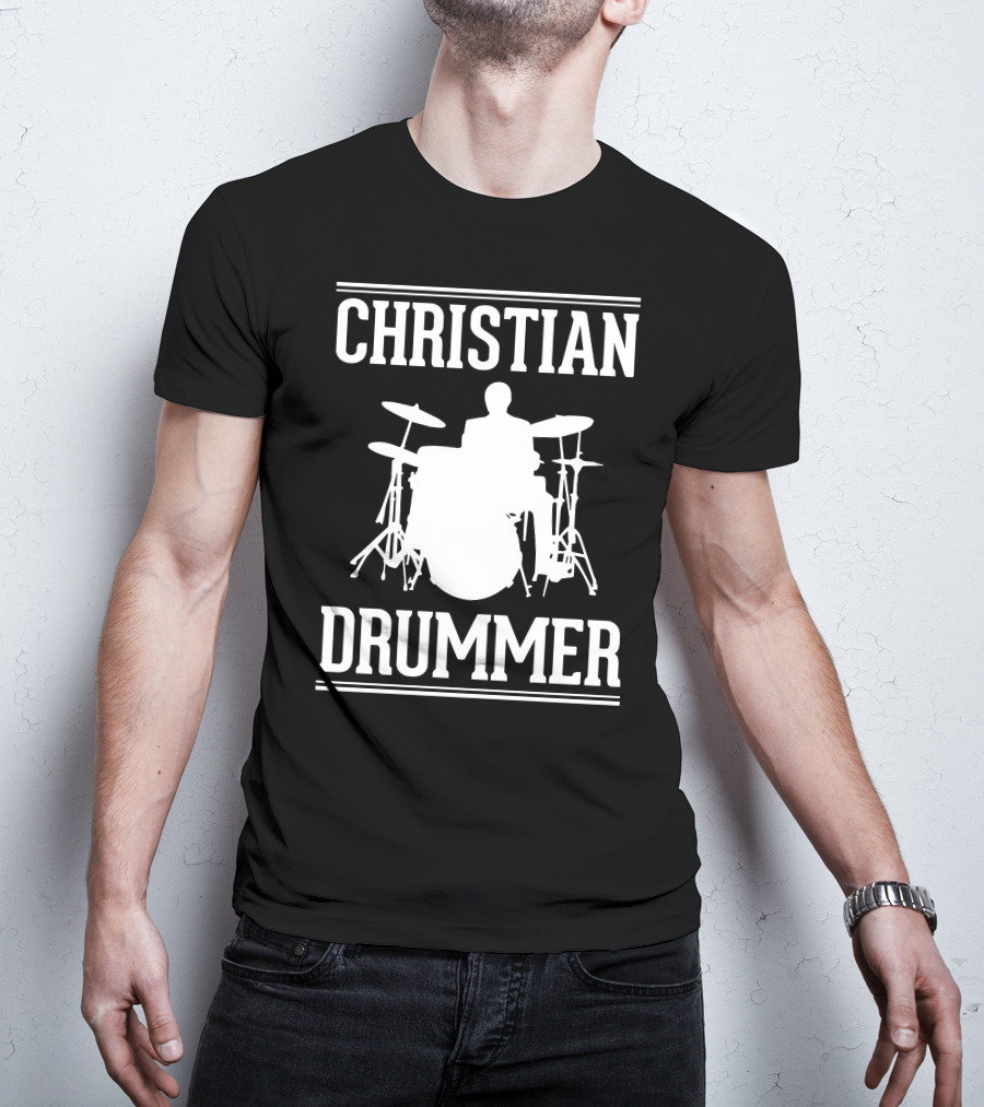 Christian Drummer Silhouette With Drum Set T-Shirt