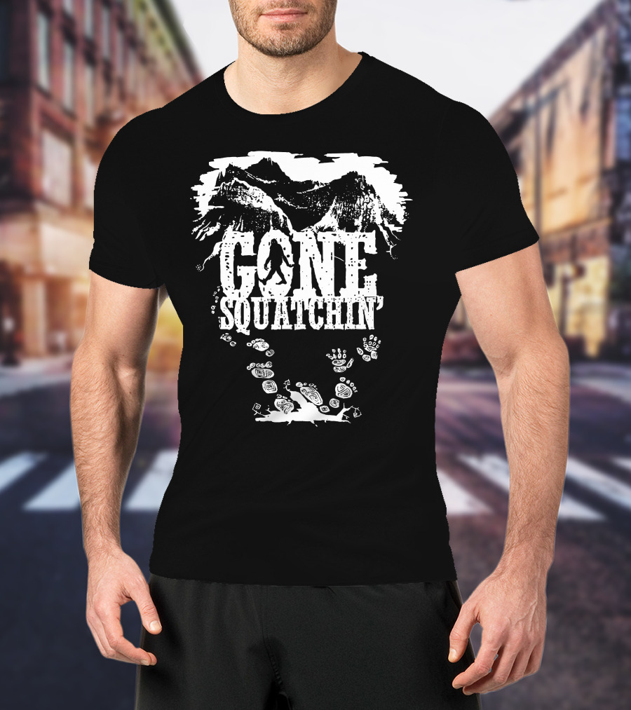 Gone Squatchin' Mountain And Footprint Adventure T-Shirt