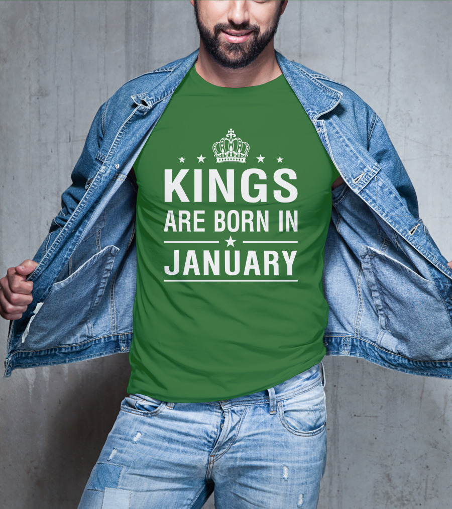 Kings Are Born In January Crown Stars T-Shirt