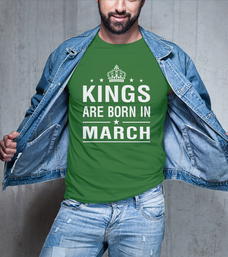Kings Are Born In March Crown Icons T-Shirt