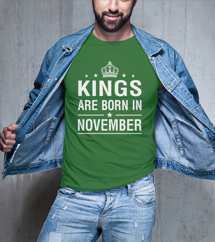 Kings Are Born In November Crown Stars T-Shirt
