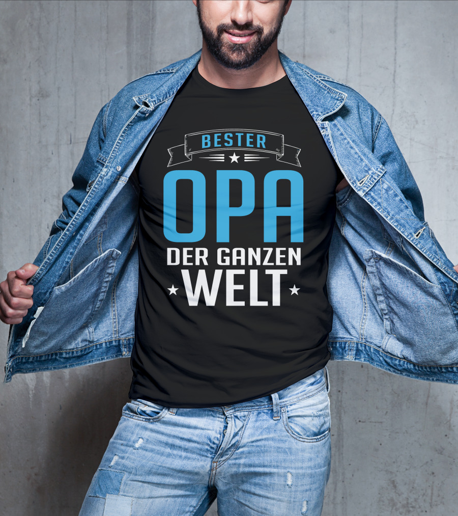 Bester Opa Der Ganzen Welt Stars Banner T-Shirt