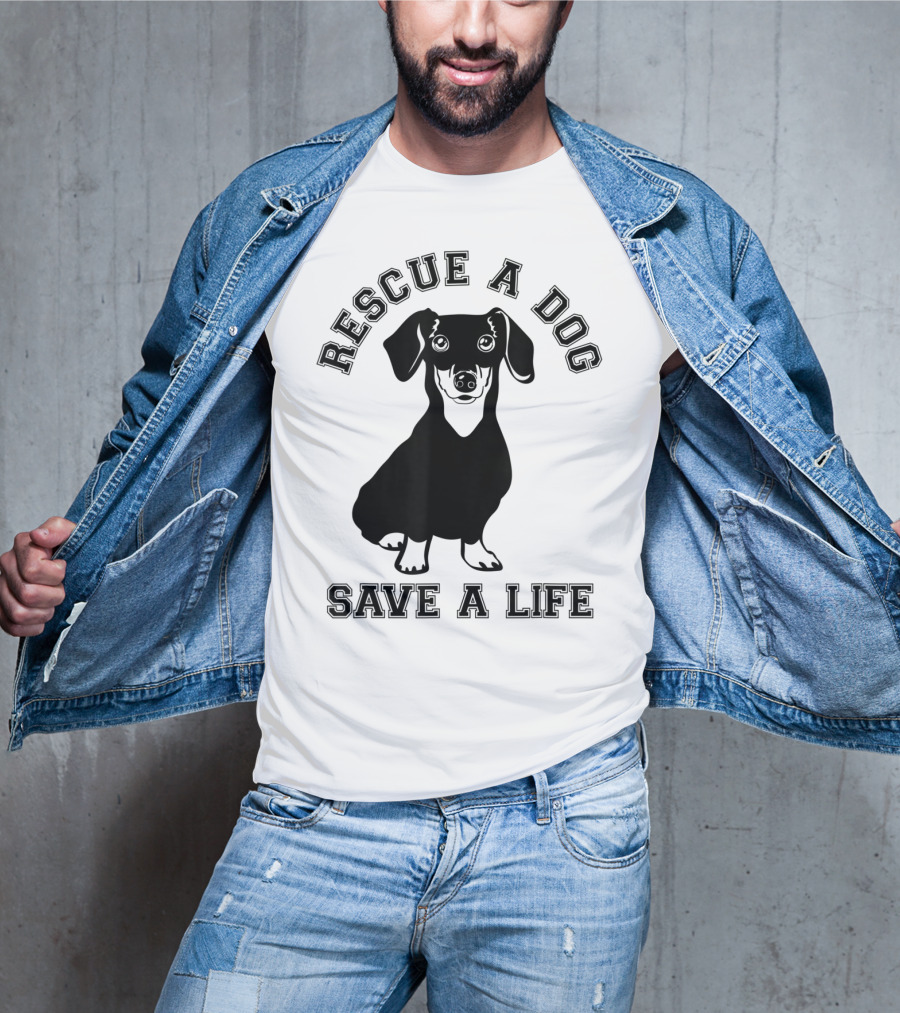 Rescue A Dog Save A Life Dachshund T-Shirt