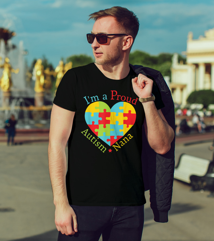 I'm A Proud Autism Nana Puzzle Heart T-Shirt