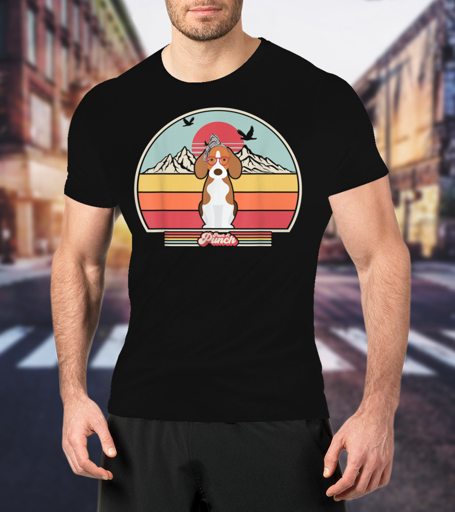 Paws And Punch Beagle Sunset Mountain T-Shirt