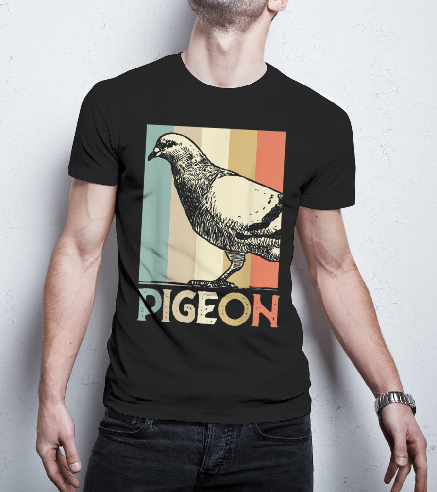 Pigeon Breeder Racing Retro Bird Stripes T-Shirt