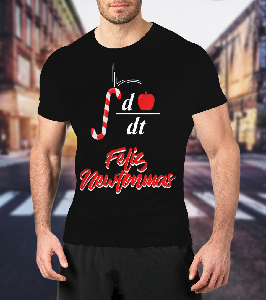 Feliz Newtonmas Integral Ddt Apple Candy Cane T-Shirt