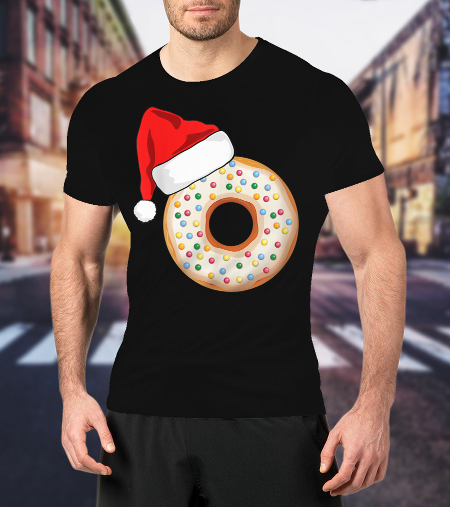 Funny Donut Santa Hat With Sprinkles T-Shirt