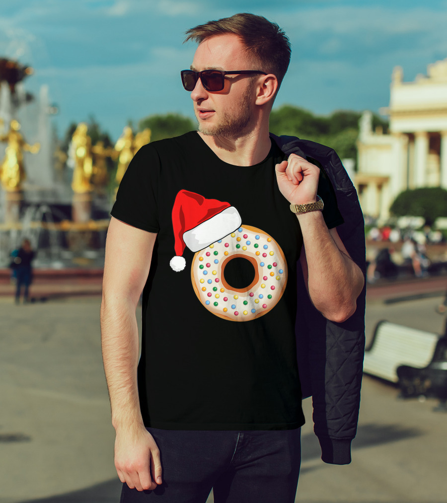 Funny Donut Santa Hat With Sprinkles T-Shirt