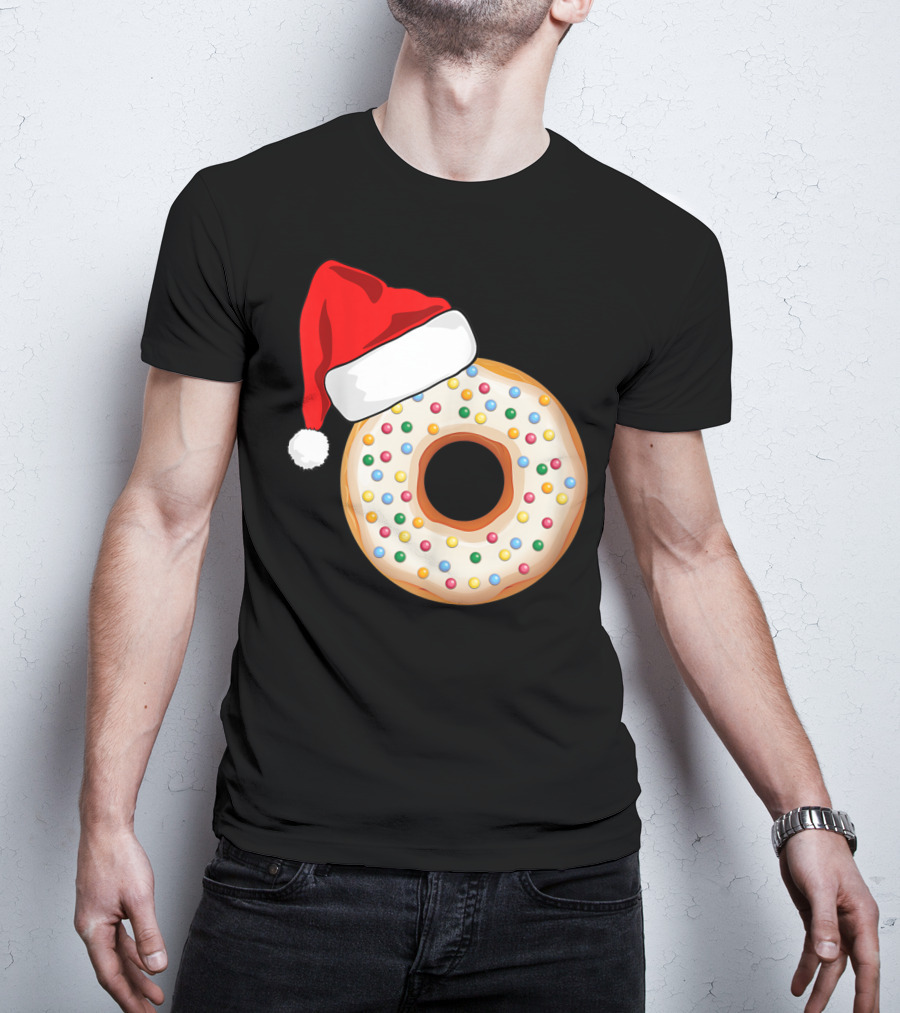 Funny Donut Santa Hat With Sprinkles T-Shirt
