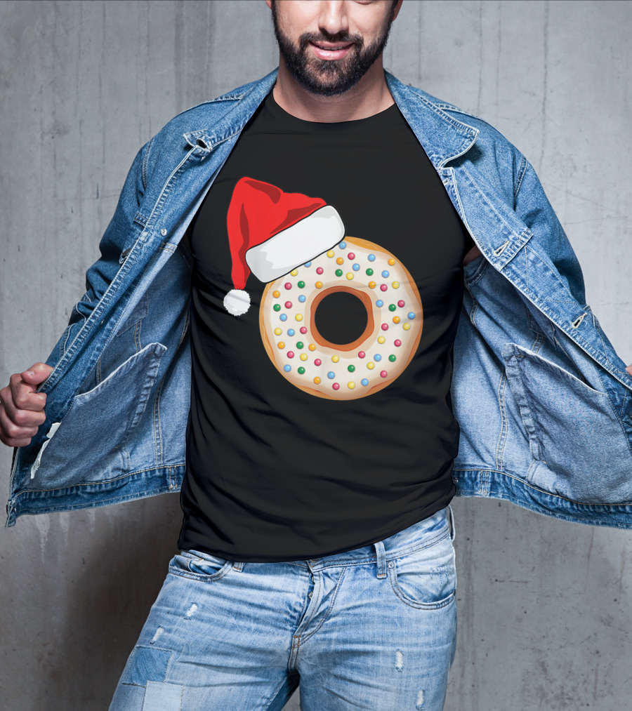 Funny Donut Santa Hat With Sprinkles T-Shirt