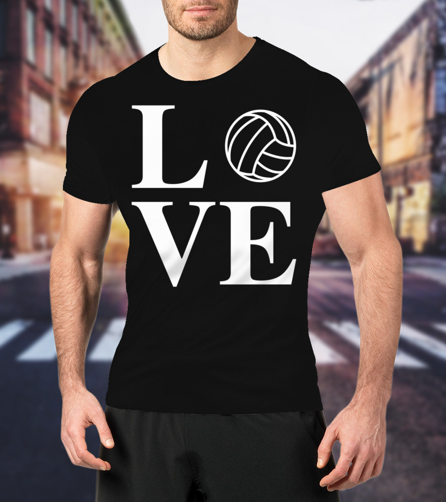 Love Volleyball Ball Symbol Typography T-Shirt