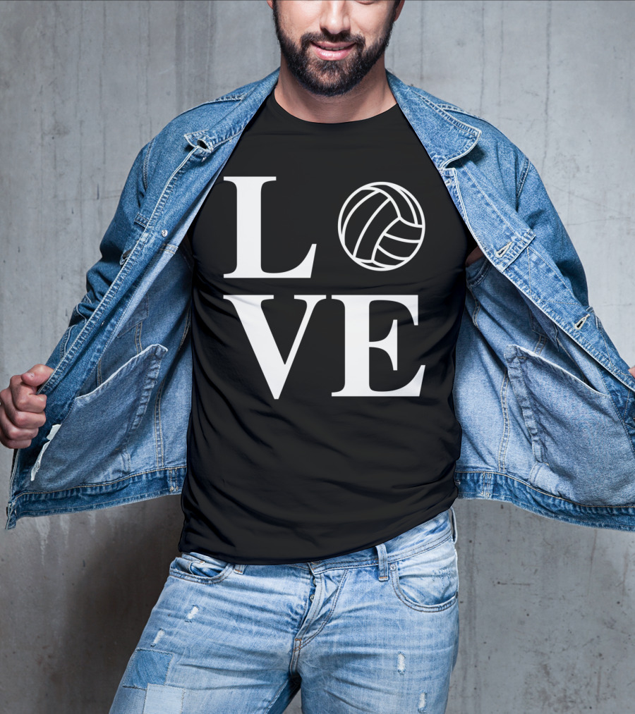 Love Volleyball Ball Symbol Typography T-Shirt