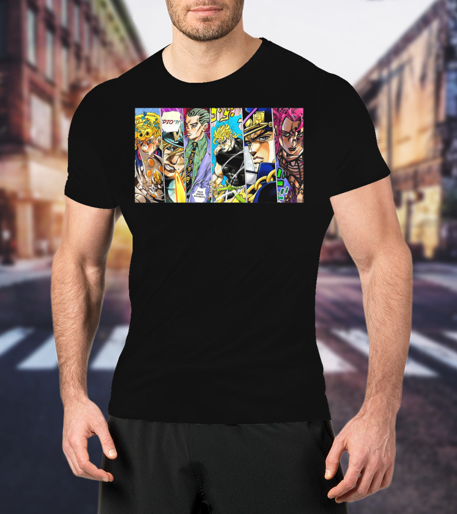 Jojo's Bizarre Adventure Characters Collage Comic Strip T-Shirt