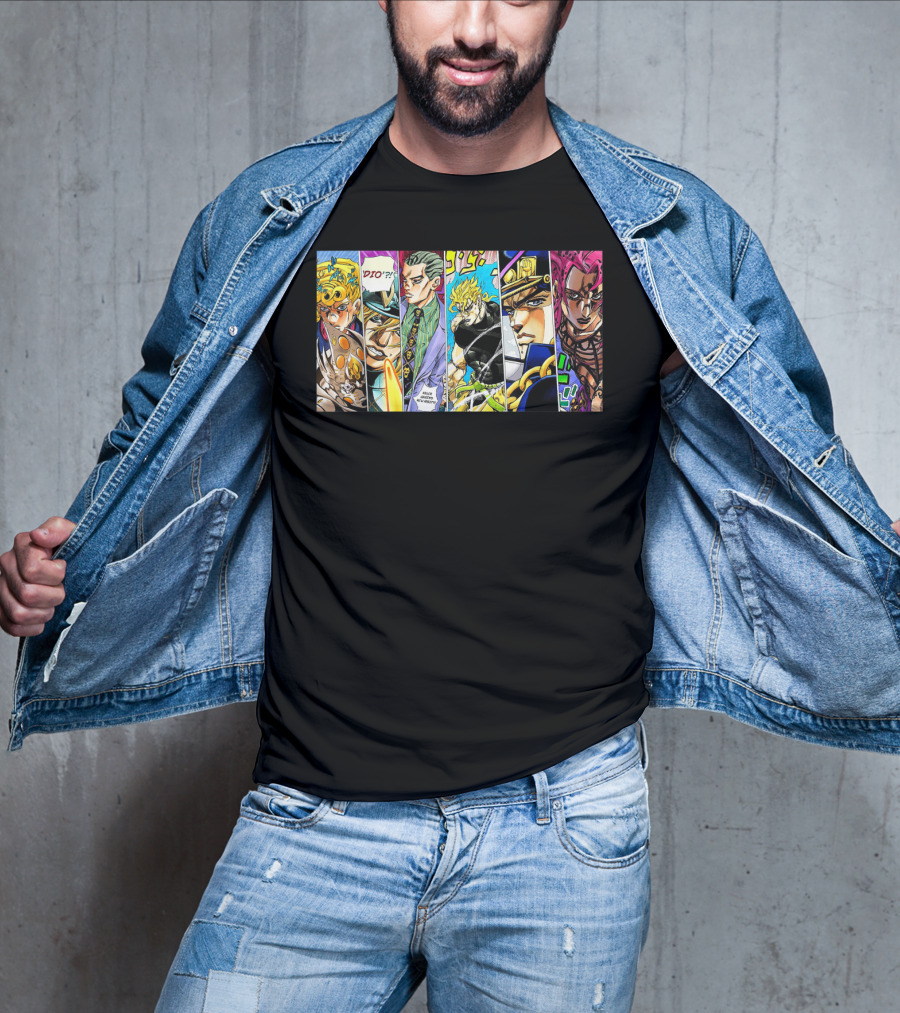 Jojo's Bizarre Adventure Characters Collage Comic Strip T-Shirt