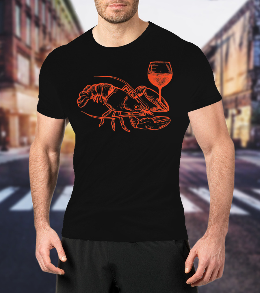 Lobster Wine Drinking Funny Summer Vacation T-Shirt