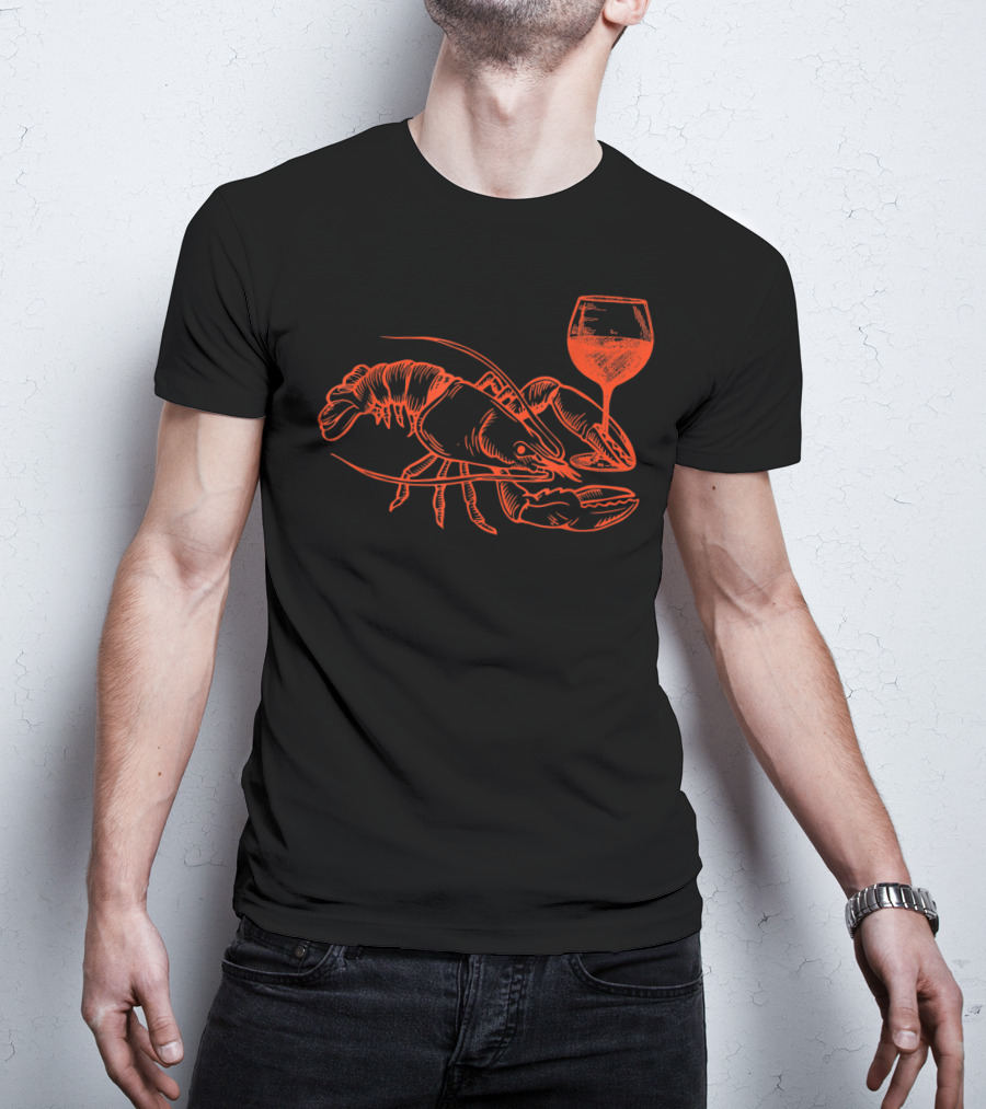 Lobster Wine Drinking Funny Summer Vacation T-Shirt