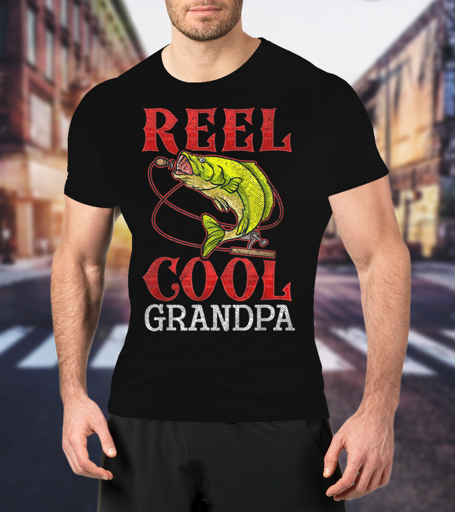 Reel Cool Grandpa Fishing Lover Bass Catcher T-Shirt