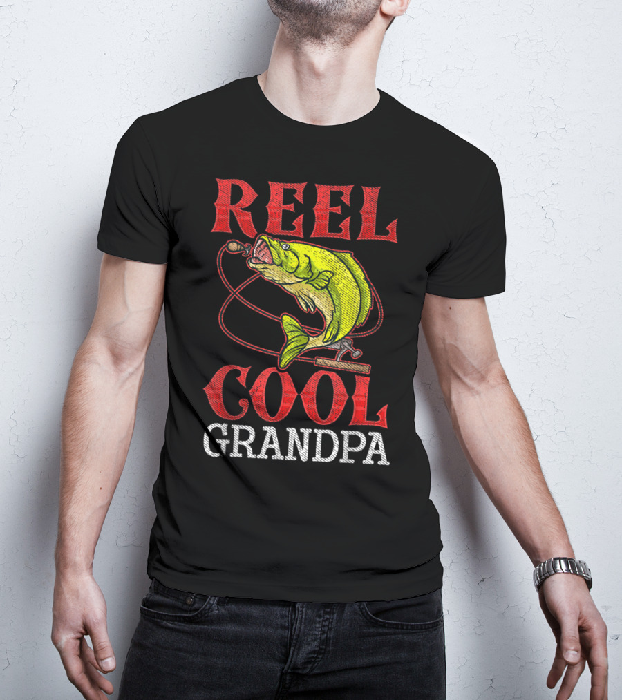 Reel Cool Grandpa Fishing Lover Bass Catcher T-Shirt