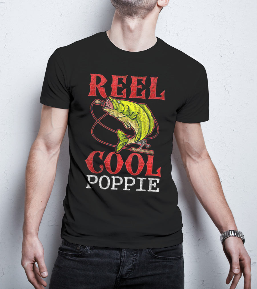 Reel Cool Poppie Fishing Lover Bass Jumping Rod T-Shirt