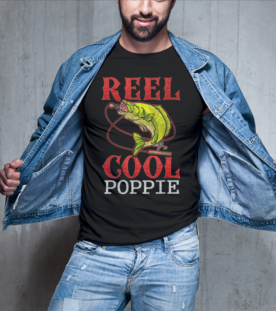 Reel Cool Poppie Fishing Lover Bass Jumping Rod T-Shirt
