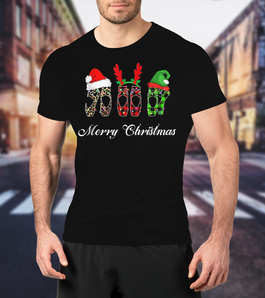 Merry Christmas Ballet With Holiday Shoes And Accessories T-Shirt