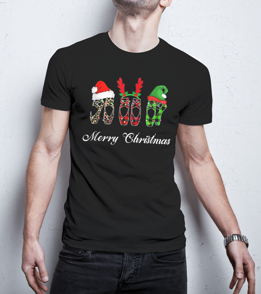 Merry Christmas Ballet With Holiday Shoes And Accessories T-Shirt