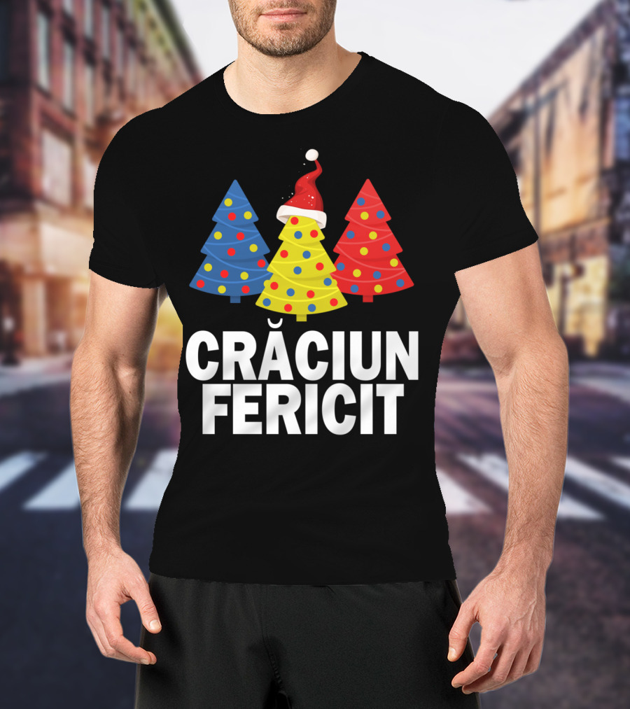 Crăciun Fericit Merry Christmas Romanian Trees Romania Lovers T-Shirt