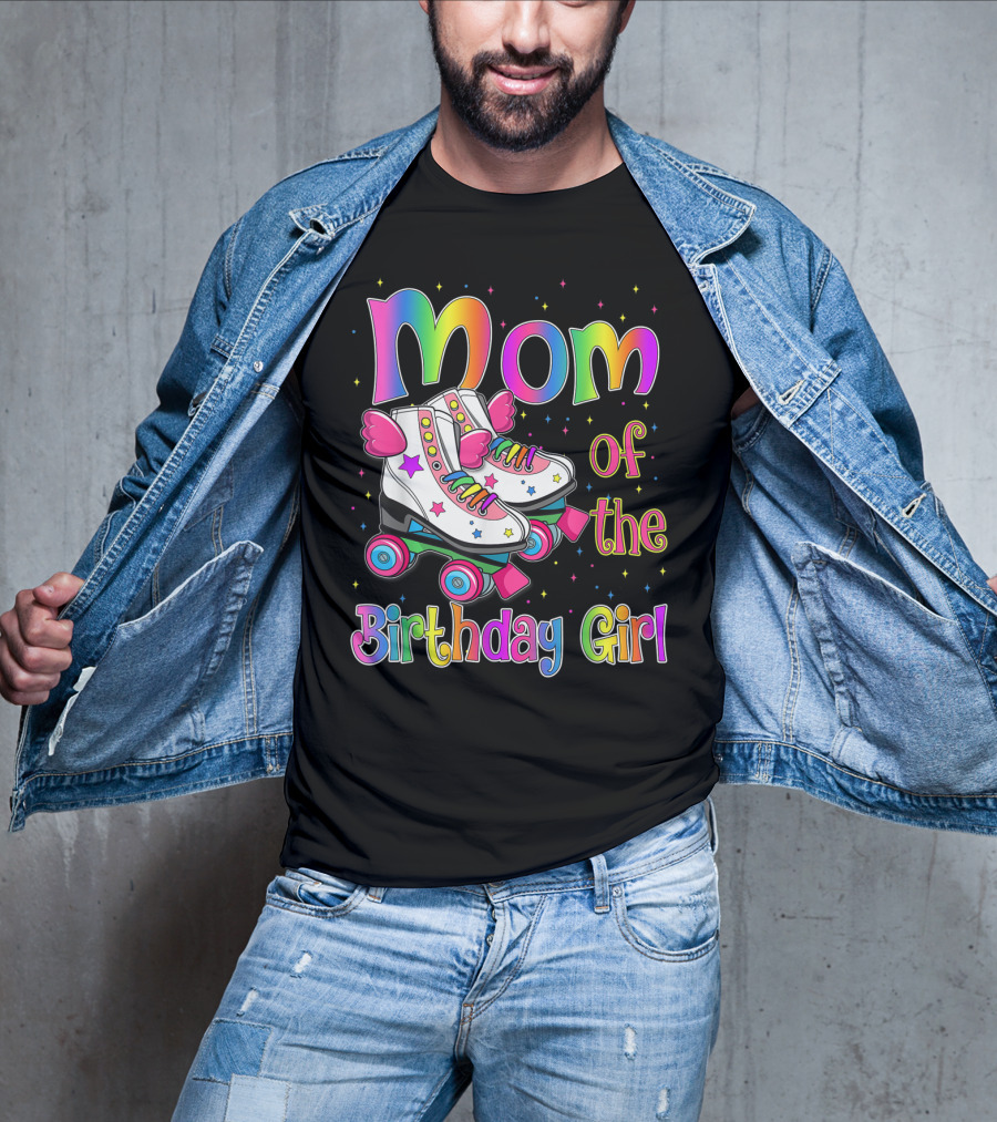 Mom Of The Birthday Girl Rolling Skate Moms Birthday Family T-Shirt