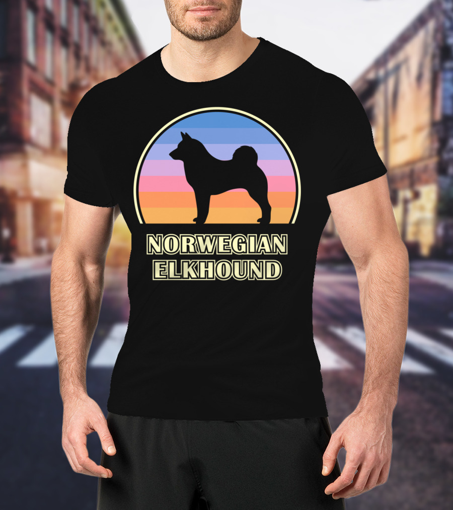 Norwegian Elkhound Vintage Sunset T-Shirt