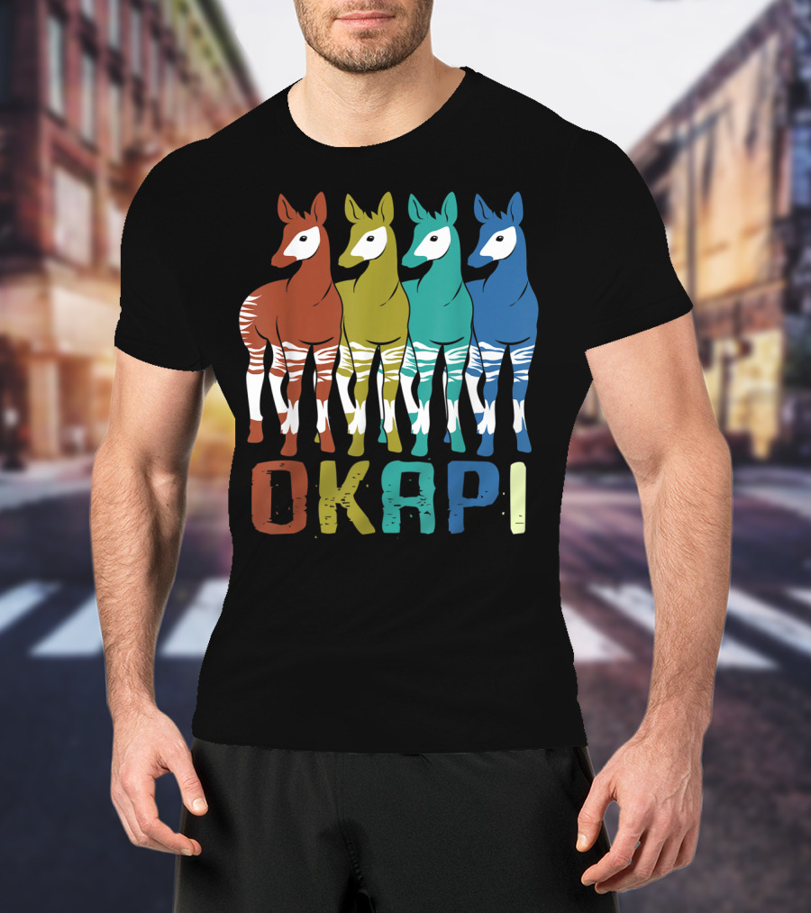 Okapi Family Colorful Okapi Flock T-Shirt