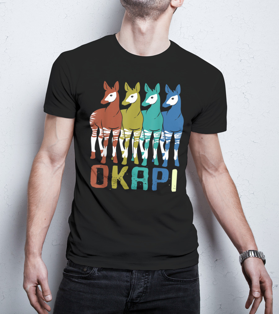 Okapi Family Colorful Okapi Flock T-Shirt