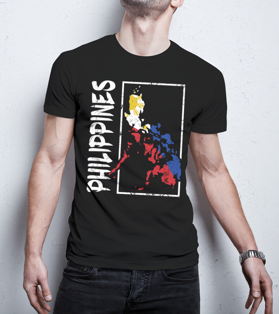 Philippines Flag Map And Filipino Pride T-Shirt