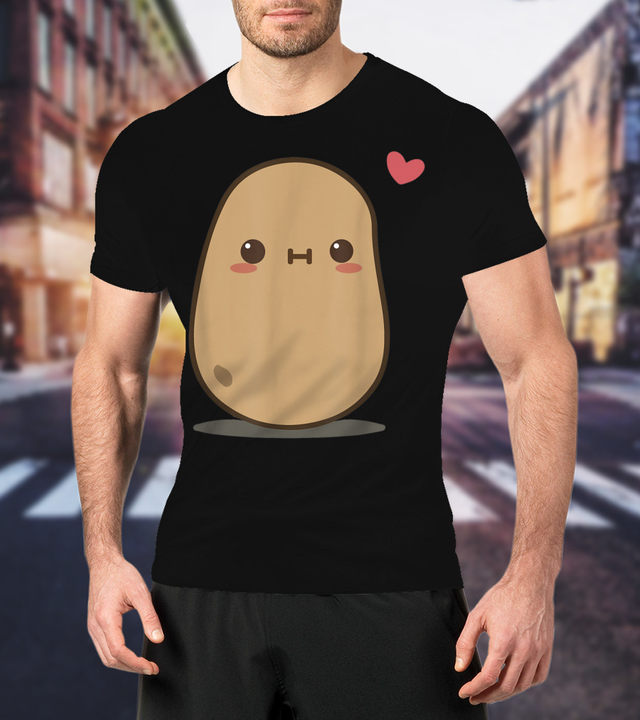 Potato Love Heart Cute Kawaii Character With Heart Balloon T-Shirt