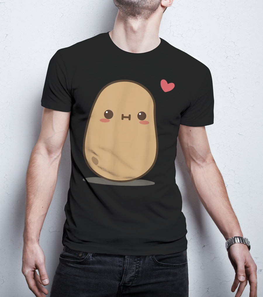 Potato Love Heart Cute Kawaii Character With Heart Balloon T-Shirt