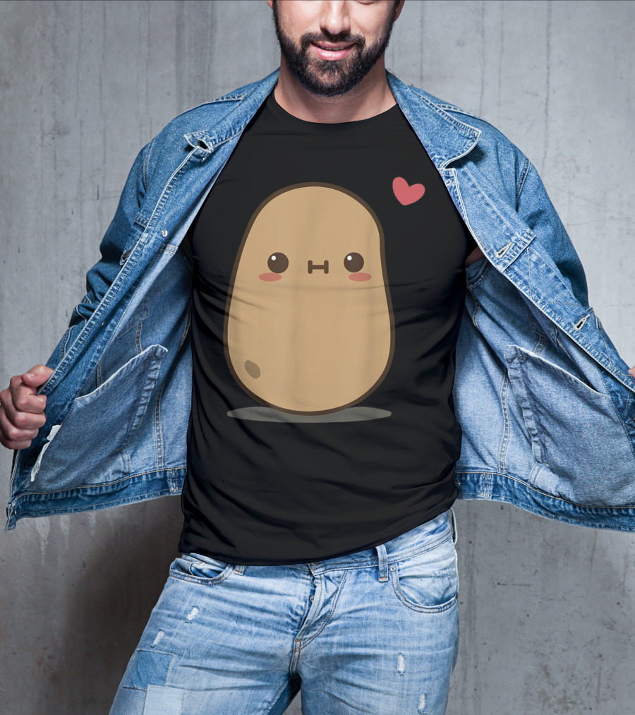 Potato Love Heart Cute Kawaii Character With Heart Balloon T-Shirt